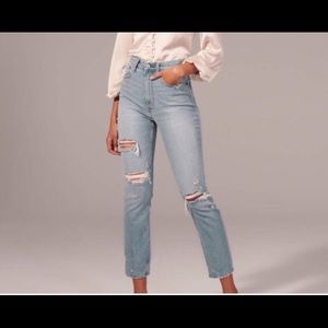 Abercrombie curve love  mom jeans in light blue.